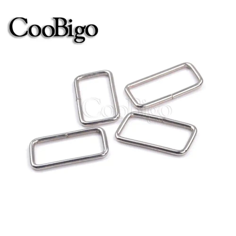 20pcs Metal Adjustable Rectangle Hoop Ribbon Buckle Slider Belt Loop O D Ring for Backpack Strap Bag Pets Collar DIY Accessories