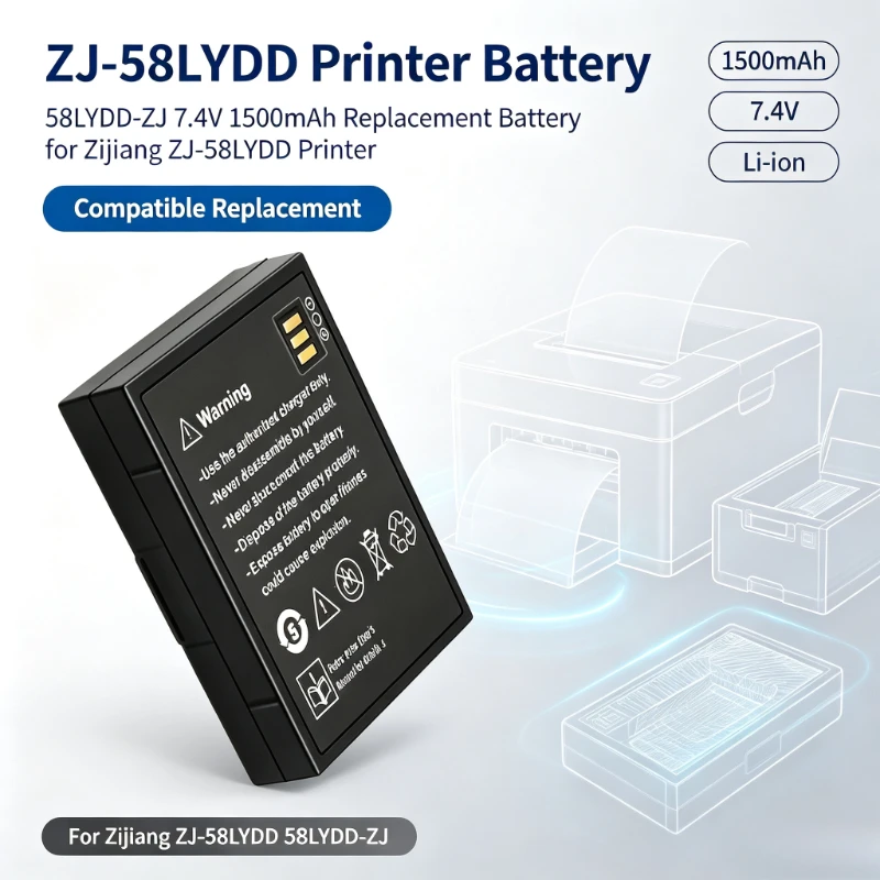 Applicable to Zijiang ZJ-58LYDD printer battery 58LYDD-ZJ 7.4V  1500mAh