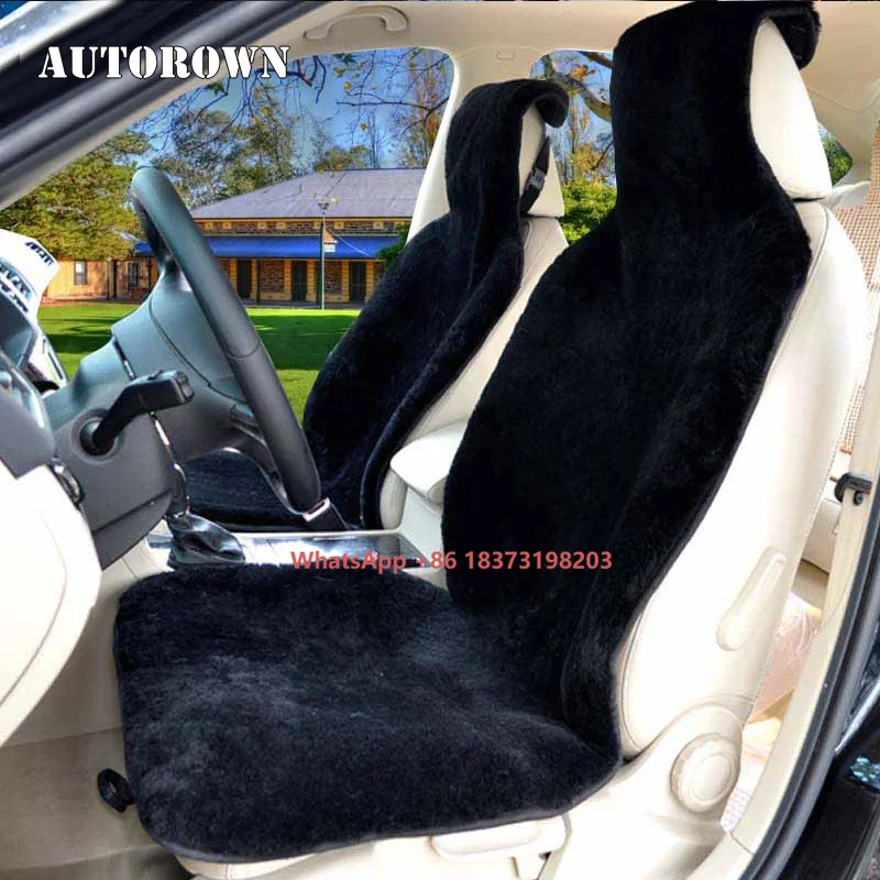 

Automotive Decoration Car Cushion Real Sheepskin Fluffy Car Seat Cover Universal for Autumn Winter