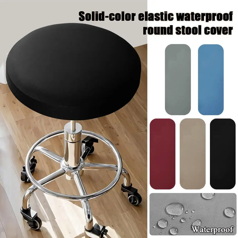 غطاء مقعد مستدير مقاوم للماء وسادة ناعمة حافظة صغيرة أغطية قابلة للتمدد كرسي زلة البراز حامي وسادة مرنة بلون واحد