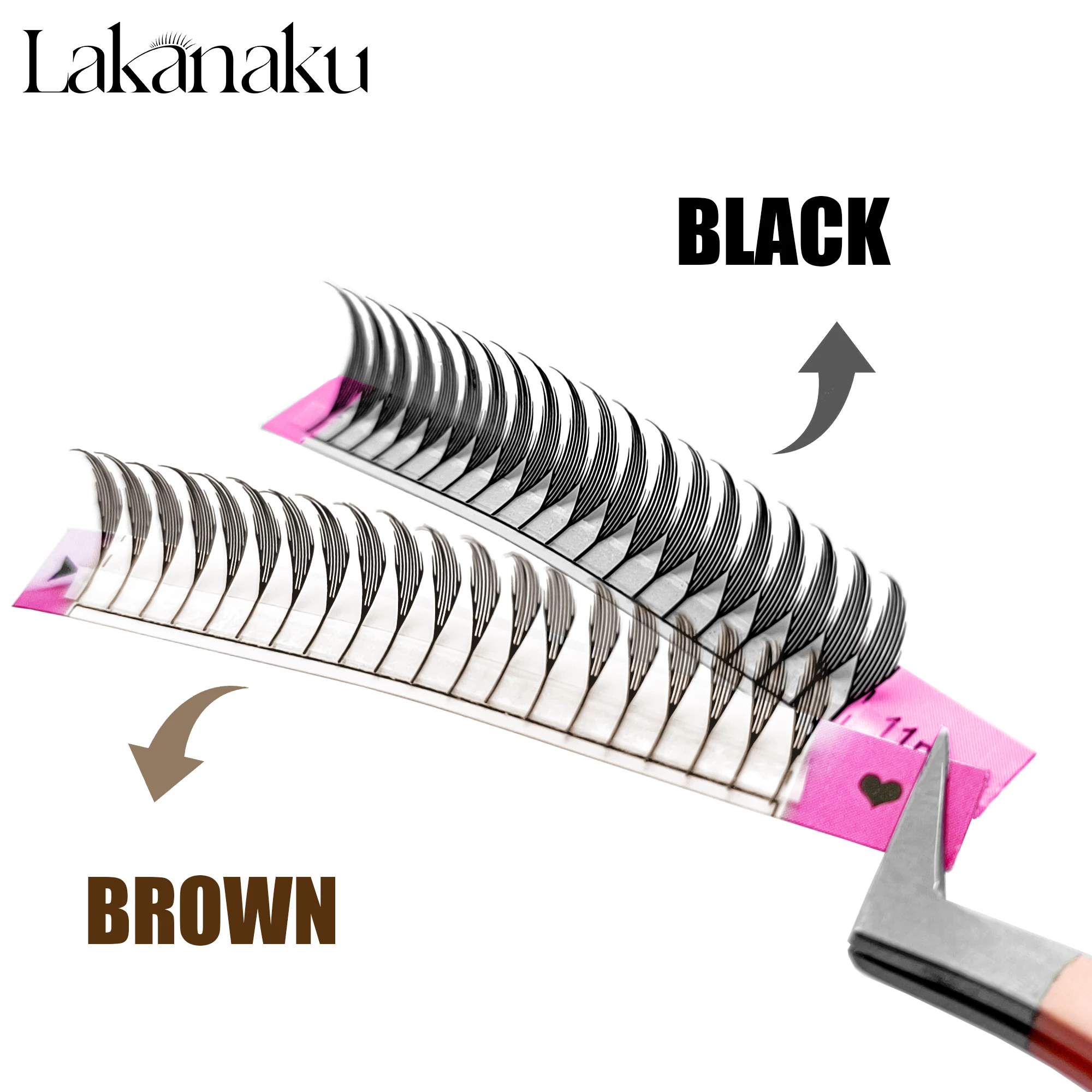 LAKANAKU 깃털래쉬 다크 브라운 만화 스파이어 속눈썹, 깃털 속눈썹, 연장 스파이크 선풍기, 러시아어 개별 볼륨, 애니메이션 청크 스트립 속눈썹, 신제품