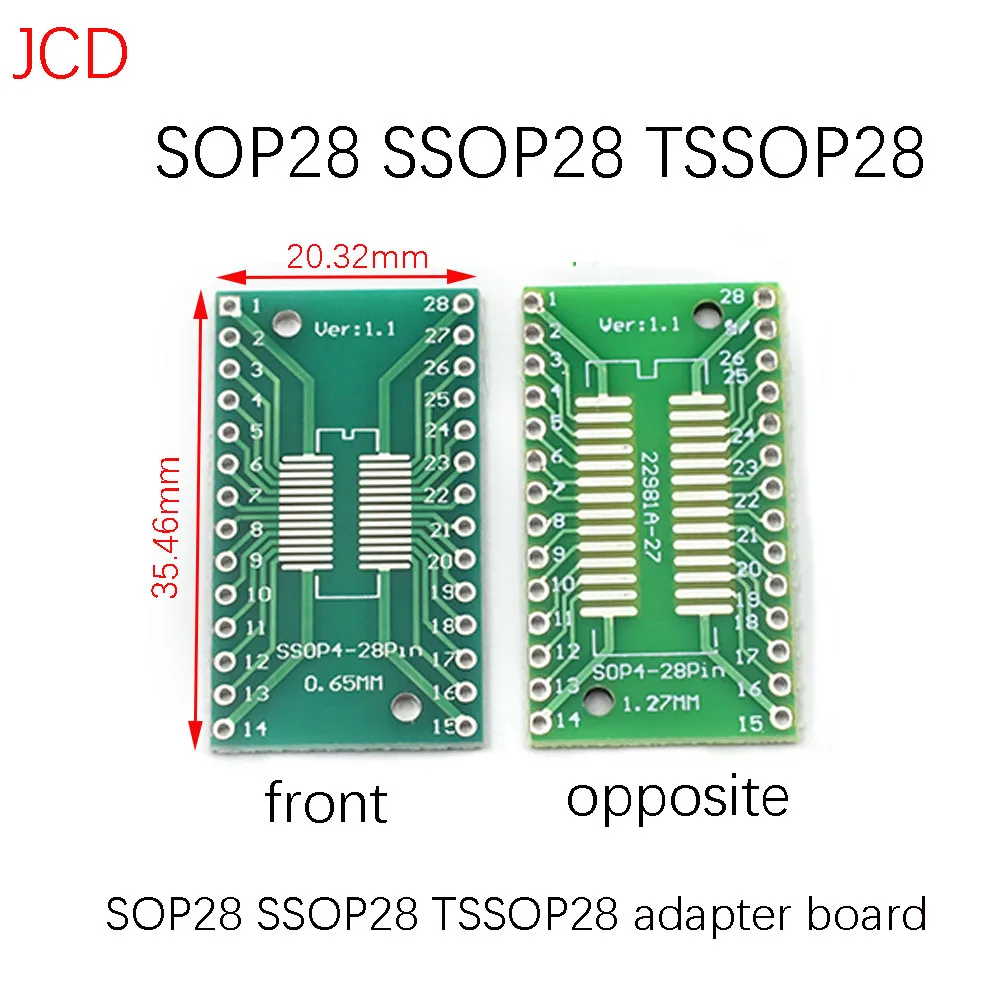 1 Stuk Sop Patch Adapter Board Sop8 Sop14 Sop16 Sop20 Sop24 Sop28 Sop56 Ssop Tsop56 Tssop Ic Testbord Pcb Dubbelzijdige Pin