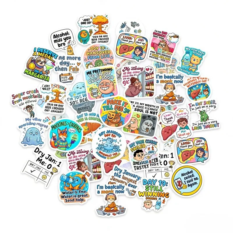 

10/30PCS Funny Self Mockery PVC Adhesive Phone Sticker Aesthetic DIY Decoration Laptop Luggage Skateboard Graffiti Decals