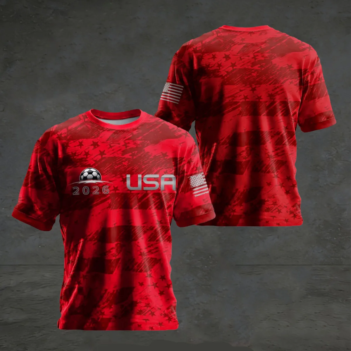 

Футболка для футбола с 3D-принтом американского флага, мужская повседневная дышащая спортивная футболка, подарок для фанатов, 2026, США