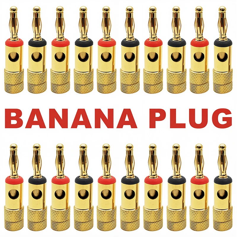 Connecteur de haut-parleur Audio, fiche banane musicale plaquée or de 4mm, 2/4 pièces