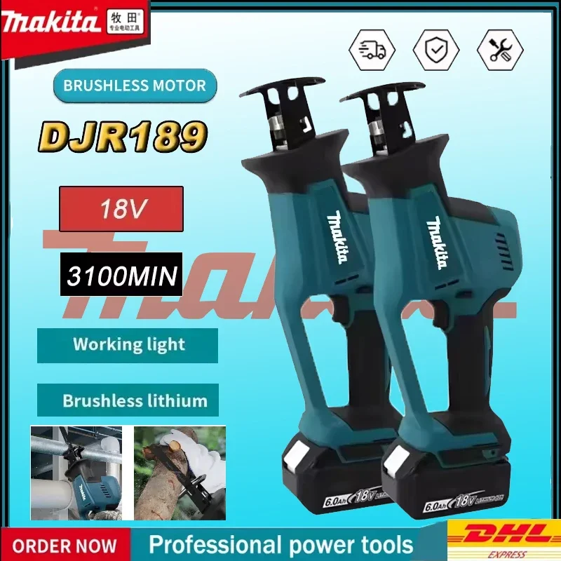 

Makita DJR189 18V Cordless Brushless Reciprocating Saw Electric Wood Metal Cutting Portable Power Tool Rechargeable