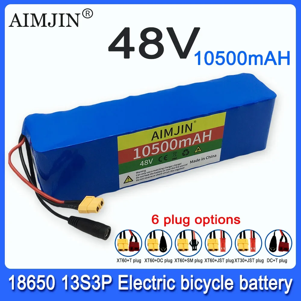 

48V 10.5Ah/10500mAh 1000W 13S3P 18650 lithium-ion battery pack 10500mAh suitable for 54.6V with BMS+charger