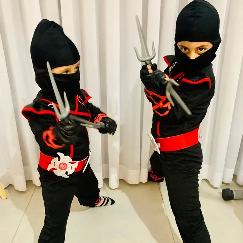 Disfraz de Ninja Deluxe para niños con accesorios de arma, traje de Kung Fu para niños, Ideas de Halloween, regalos con juguetes de bayoneta