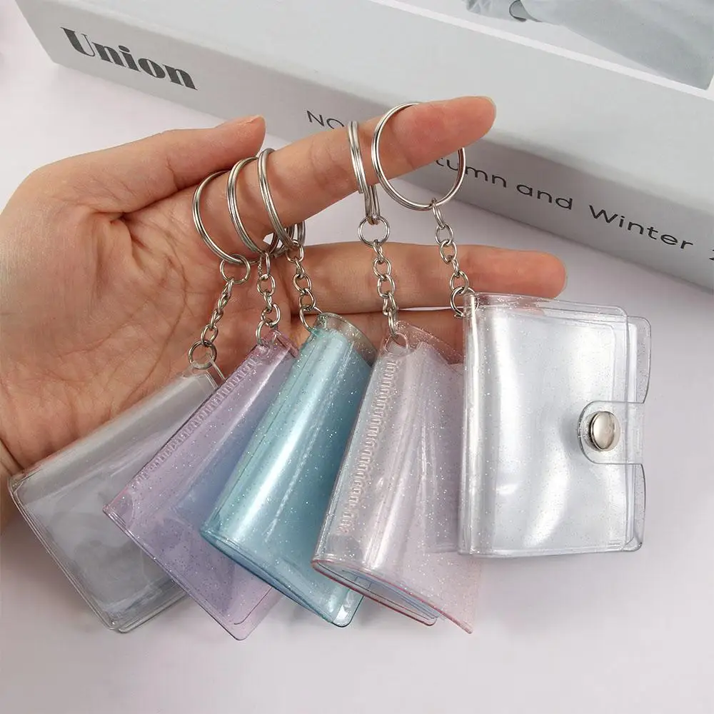 Transparent Photography 1 Inch 2 Inch 16 Pockets Binders Albums Photo Card Holder Mini Photo Album Photos Holder Keychain