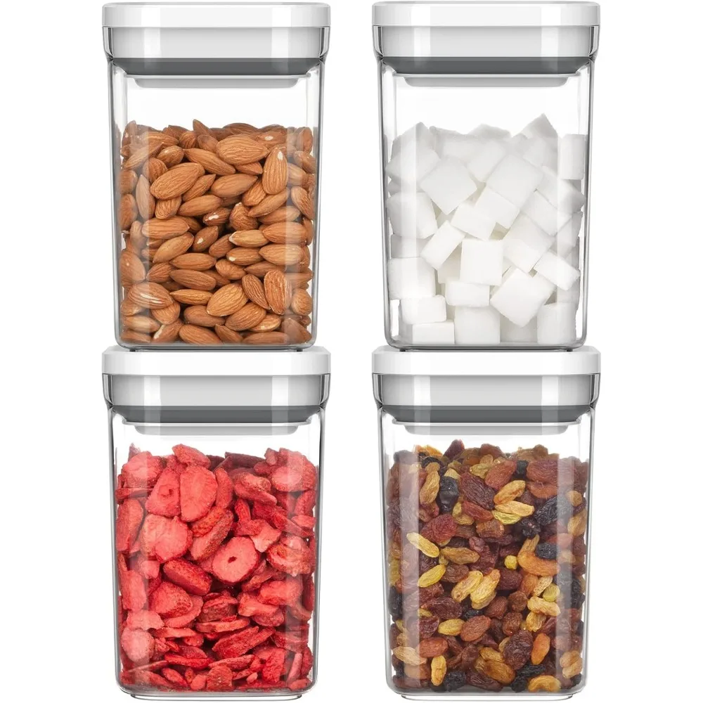 

4-Pack Airtight Food Storage Containers, BPA-Free Kitchen Pantry Canisters with Leak-Proof Lids, 1L Medium White