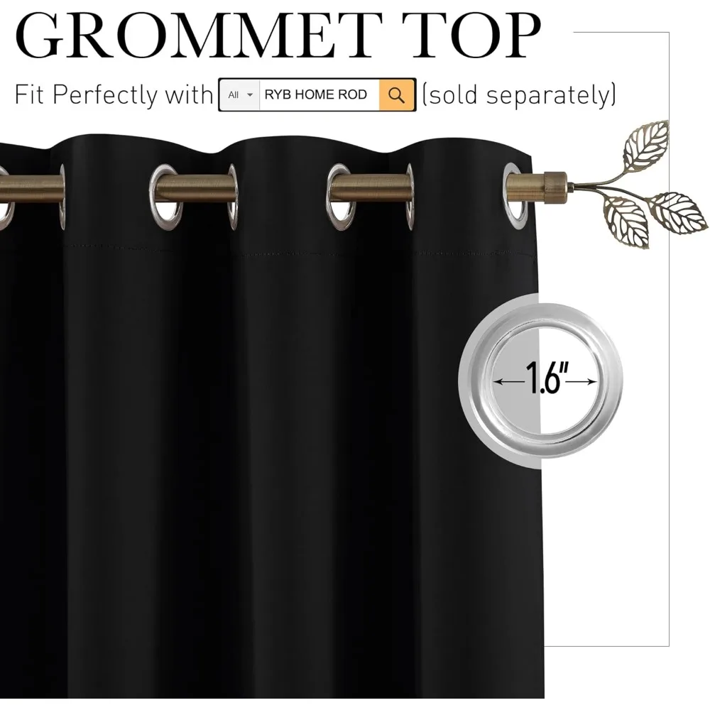 Blackout Space Divider Curtain, 10ft x 9ft, for Bedroom Patio Sliding Door Locker Room Privacy Darkening