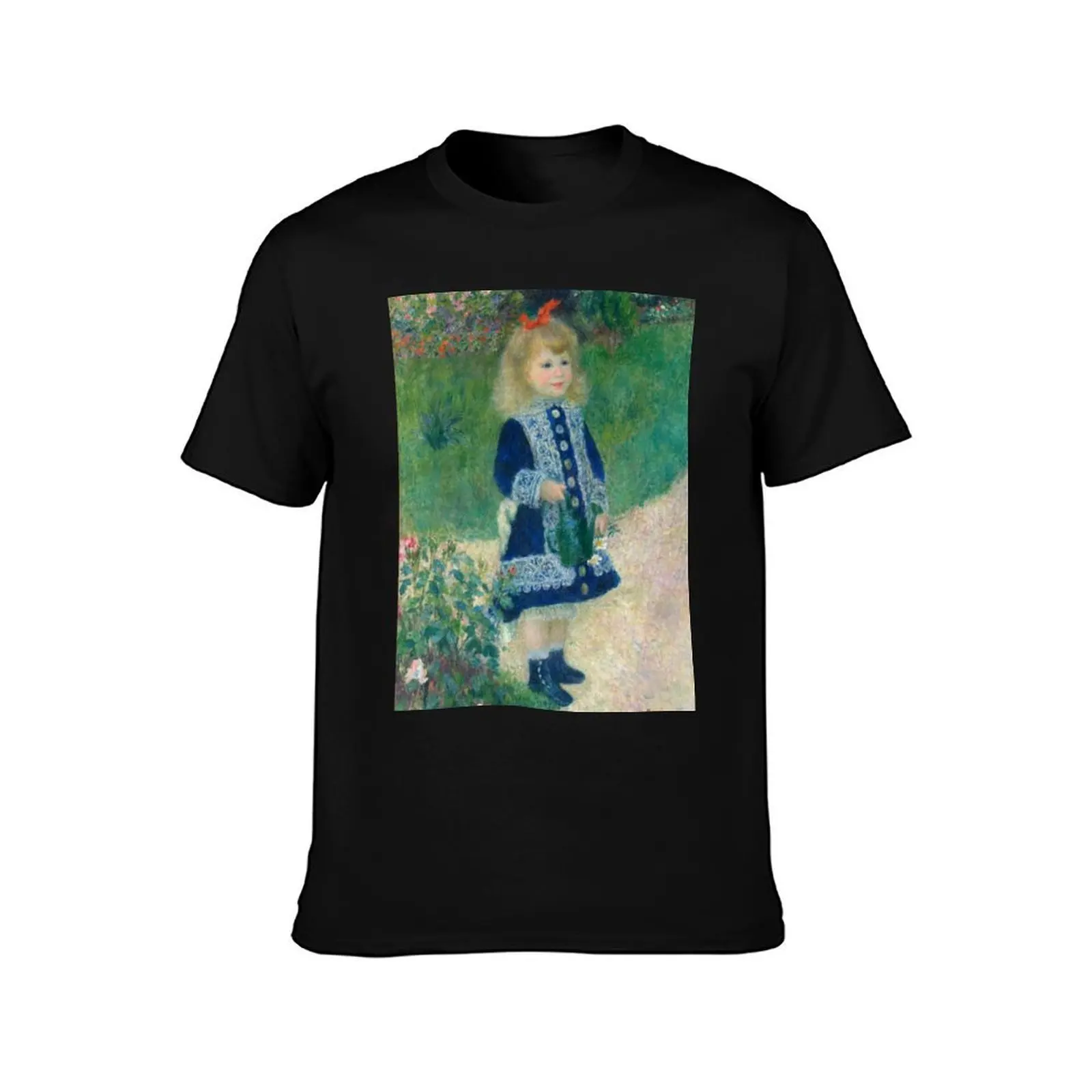 Auguste Renoir, A Girl with a Watering Can, 1876 Painting T-Shirt, Summer Casual Cotton Tee, Oversized Streetwear Tops