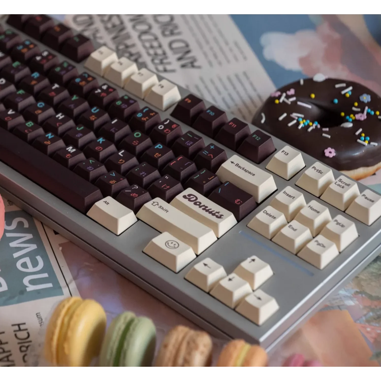 

Chocolate Cake Cherry Keycaps PBT 159 Keys Large Set Girls Cute Adaptable 60/80/87/98/104/108 Mechanical Keyboards