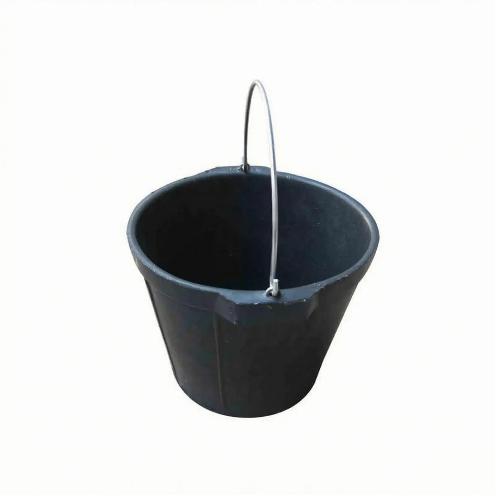 Recycled Rubber Outdoor Storage Barrel 8L Multiuse Industrial Bucket Wide Opening with Metal Handle for Home Projects