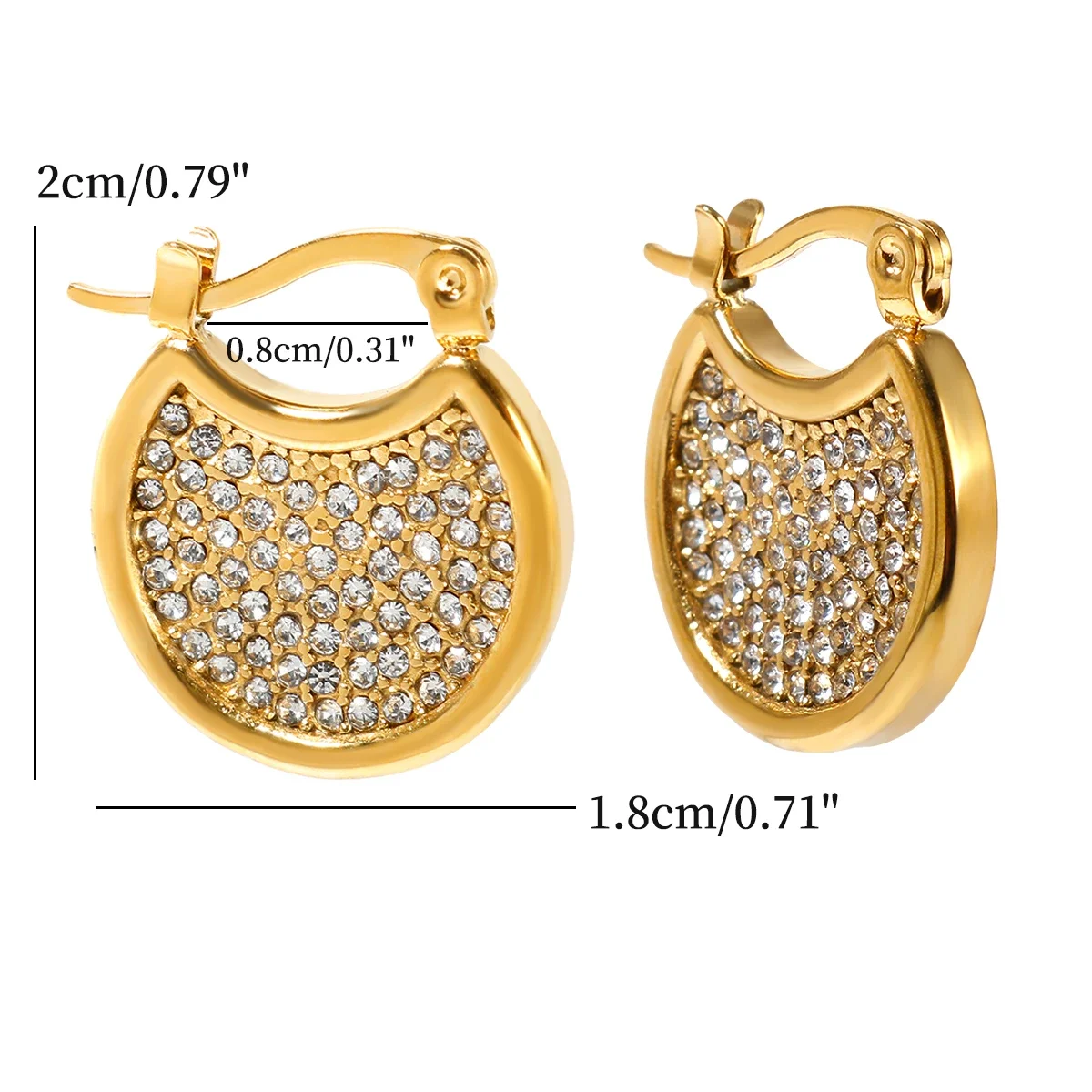 JINHUI Luxury Gold Color Circle Shell Shaped Earrings Simple Cubic Zircon Surface Daily  Wearing For Girls Dating Gifts