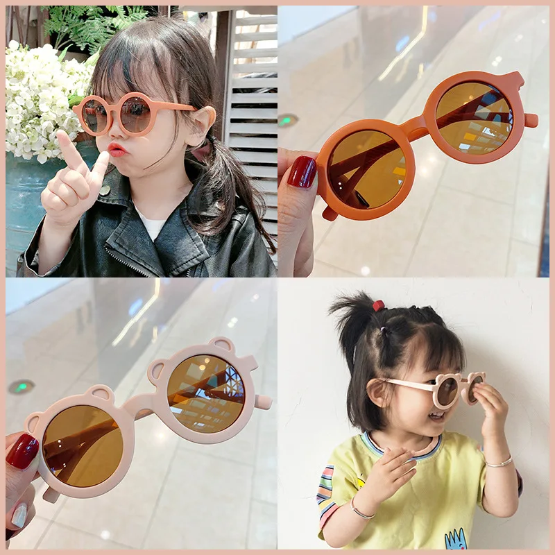 

New Models 2024 Child Circle Box Pinkycolor Uv protective Sunglasses Children Boy Girl Baby Polarized Kids