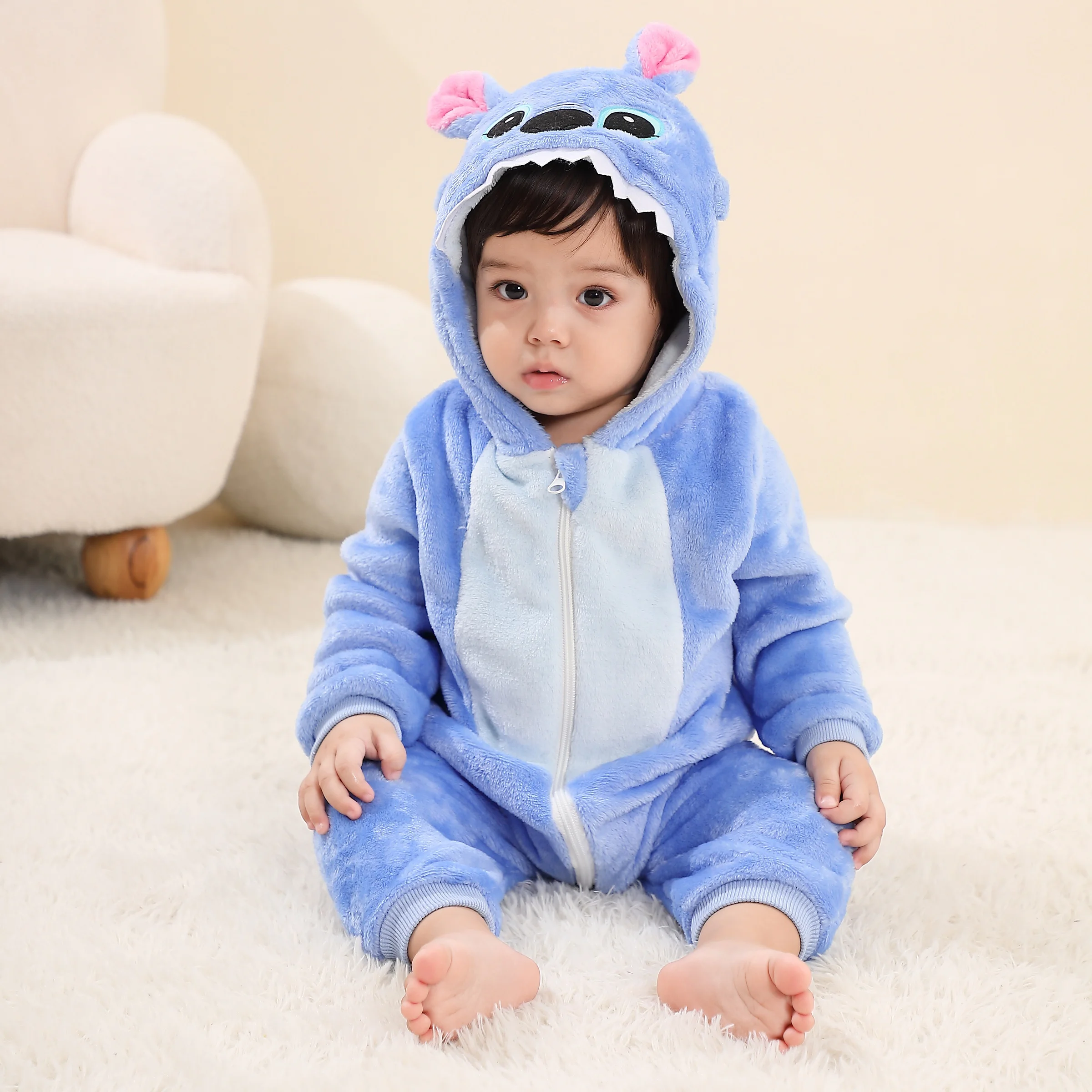 Baby Kigurumi Stitch Cartoon Romper Infant Kids Animal Jumpsuit Toddler Clothes Bodysuits Girls Boys Cosplay Pyjamas Costumes