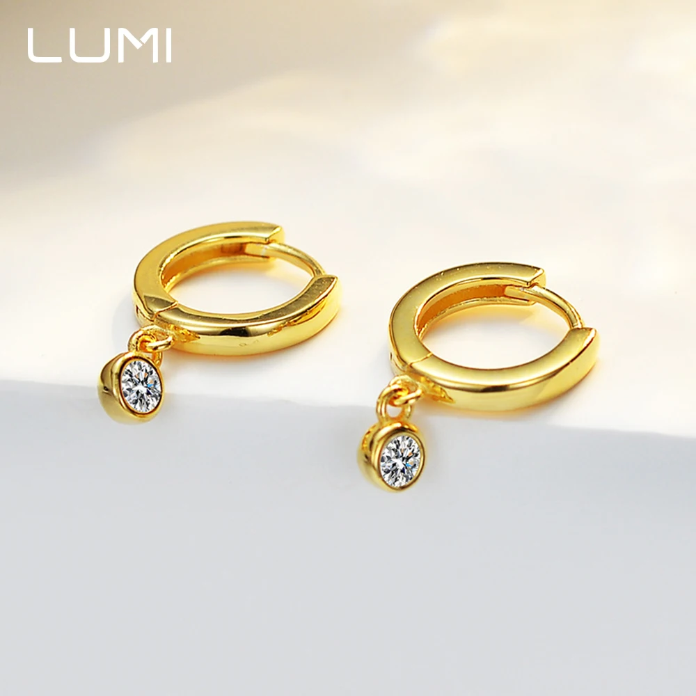 LUMI 0.1CT مويسانيتي 925 فضة الأذن أبازيم-سوبر رائعة الإناث EarringLuxury حفل زفاف الماس #5