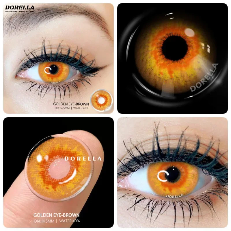 D\'ORELLA 1Pair Color Contact Lenses For Eyes Anime Cosplay Colored Lenses Yellow Multicolored Lenses Contact Lens Beauty Pupils