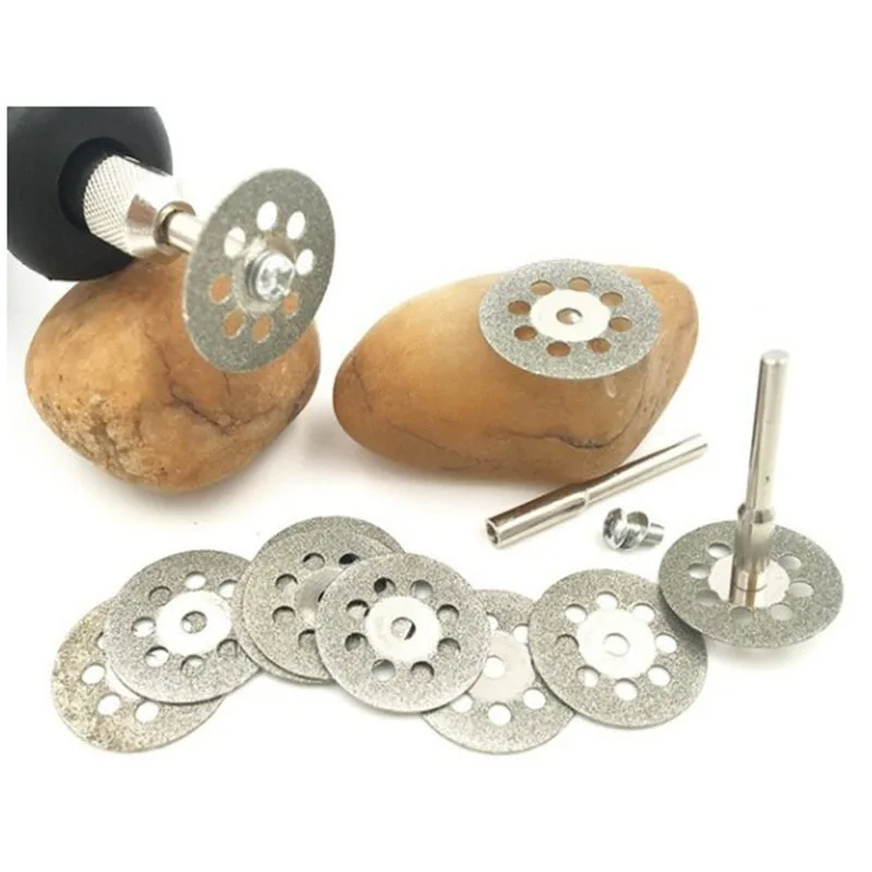 24 Pcs 22mm Electroplated Diamond Cutting Discs With 4 Matching Mandrels Rotary Tool Accessory Set
