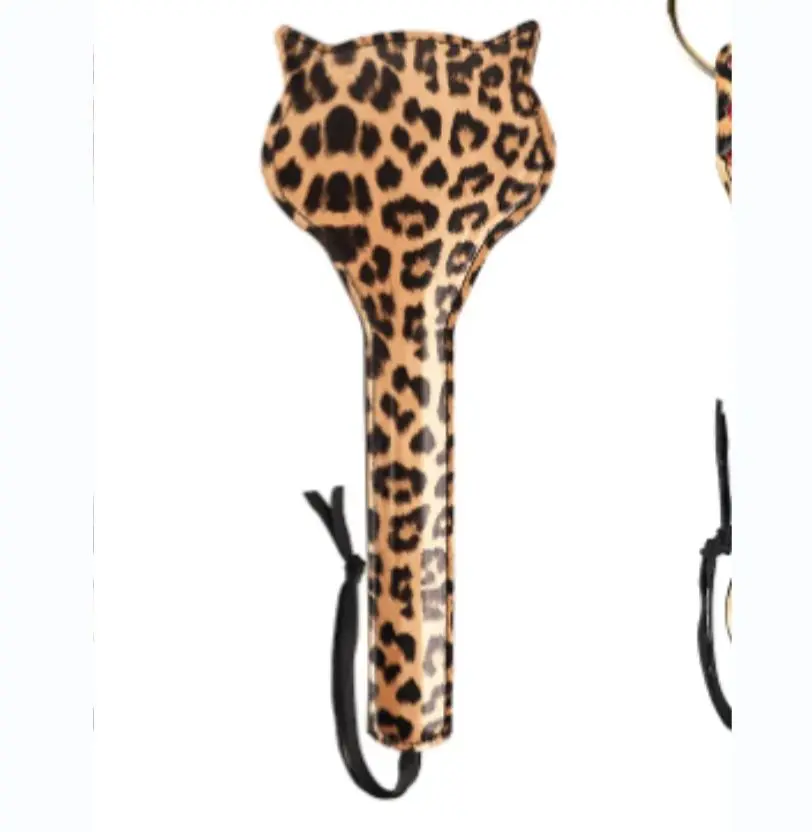 Pá de couro PU para adultos, brinquedos sexuais, punições Slap Paddle, ferramentas alternativas de flerte para mulheres e amantes, rosto de leopardo e gato