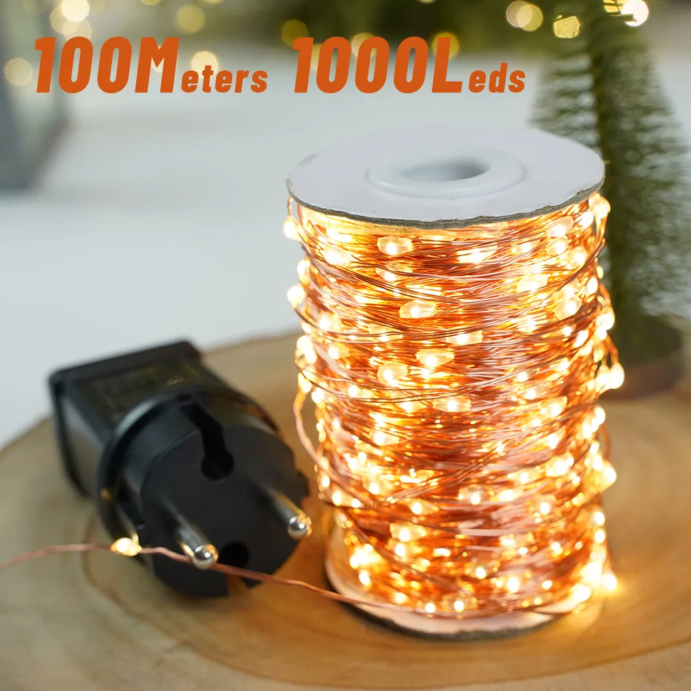 

200 м светодиодные сказочные гирлянды с USB-разъемом, водонепроницаемая медная проволока, украшение для наружного патио, домашняя елочная гирлянда, светодиодная