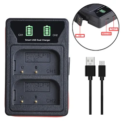 Pickle Power DMW-BLF19 BLF19E BLF19PP LED Dual Battery Charger with Type C Charge Port for Panasonic Lumix GH3 GH4 GH4K GH5 G9