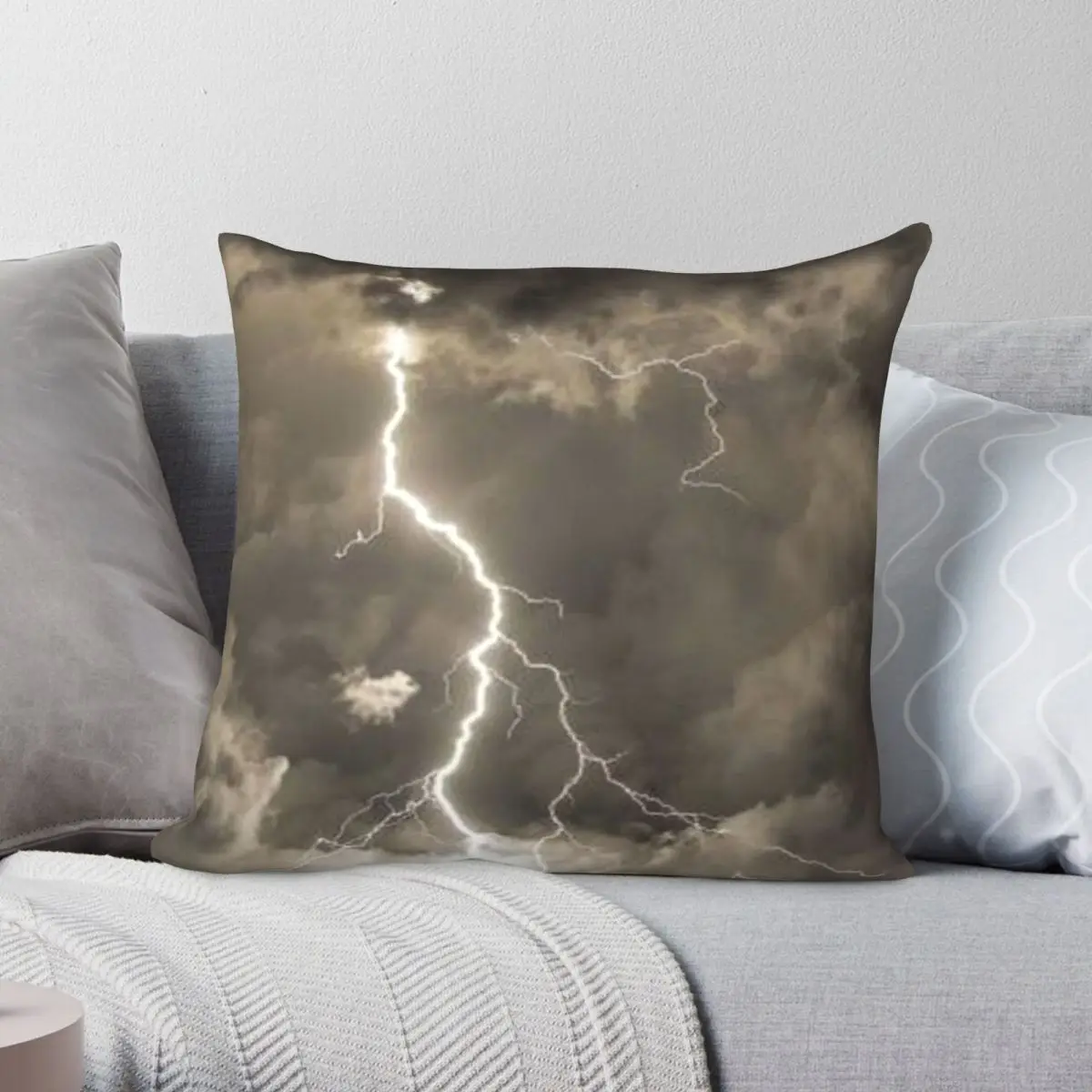 Tornado Lighting Square Pillowcase Polyester Linen Velvet Pattern Zip Decorative Pillow Case Sofa Cushion Cover 18