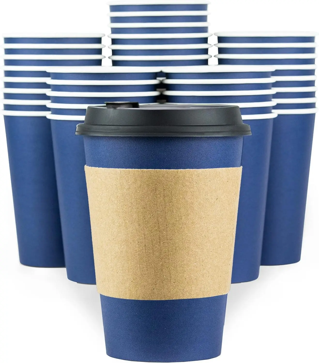 

Disposable Coffee Cups With Lids - 12 oz To Go Coffee Cup (90 Pack). Travel Cups Hold Shape With Hot Drinks, No Leaks! P