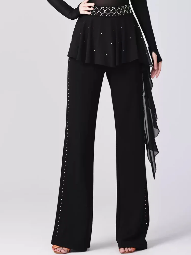 modern-square-dance-pants-women's-gitterba-latin-three-step-stamp-modern-dance-high-waist-slimming-straight-leg-pants