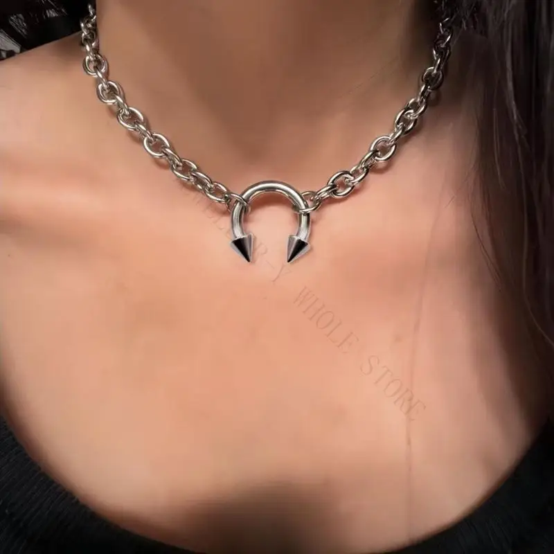 R7UF Fashionable Nose Clip Pendant Jewelry Collar Necklace for Women Night Out Daily
