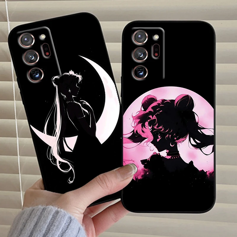 S-Sailor Moon Anime Cute Girl For Samsung Note 20 10 Ultra Plus A31 A14 A12 A70 A34 A25 A04 A05 A15 A24 5G Black Funda