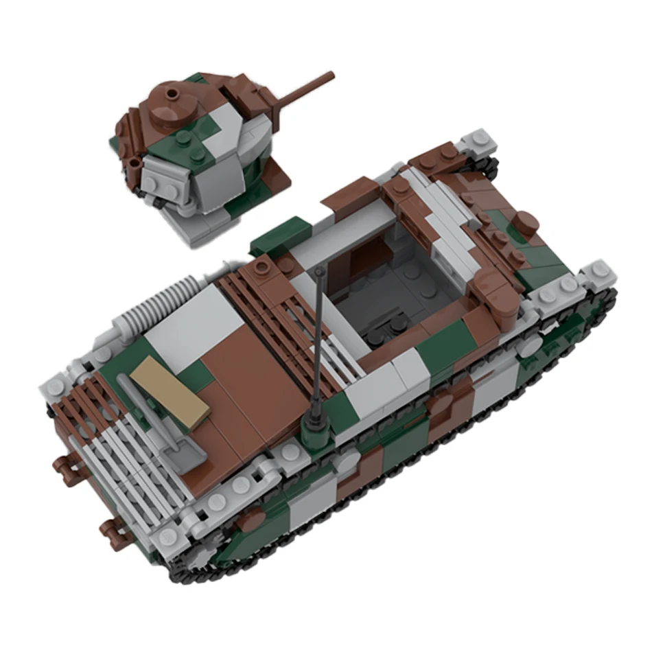 WW2 France Military Vehicle Serie Renault D2 Main Battle Tank MOC Building Block Model Brick Kit Children\'s Initiation Toys Gift