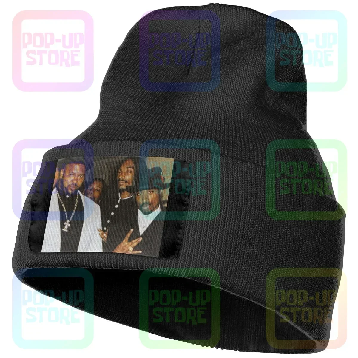 

2Pac 178 Death Row Records 2Pac Knitted Beanie Hat Beanies Cap Style Splicing Comfortable