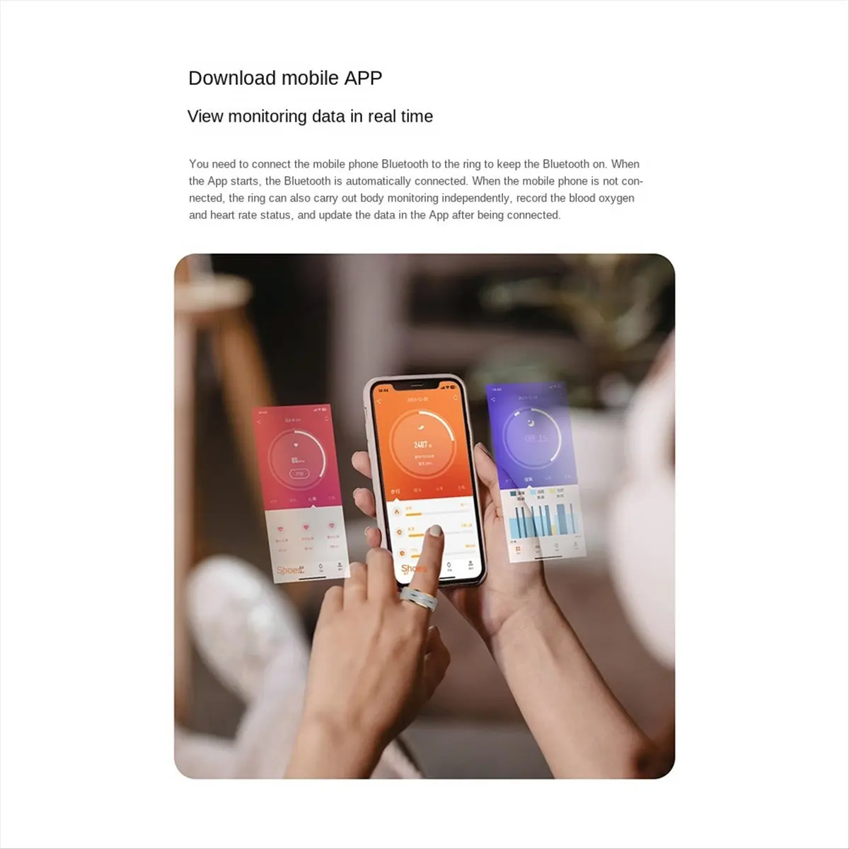 【BUY NOW】Smart Ring 21.5mm Monitor Sleep Blood Oxygen Heart Rate Health Bluetooth Multifunction Smart Ring,B