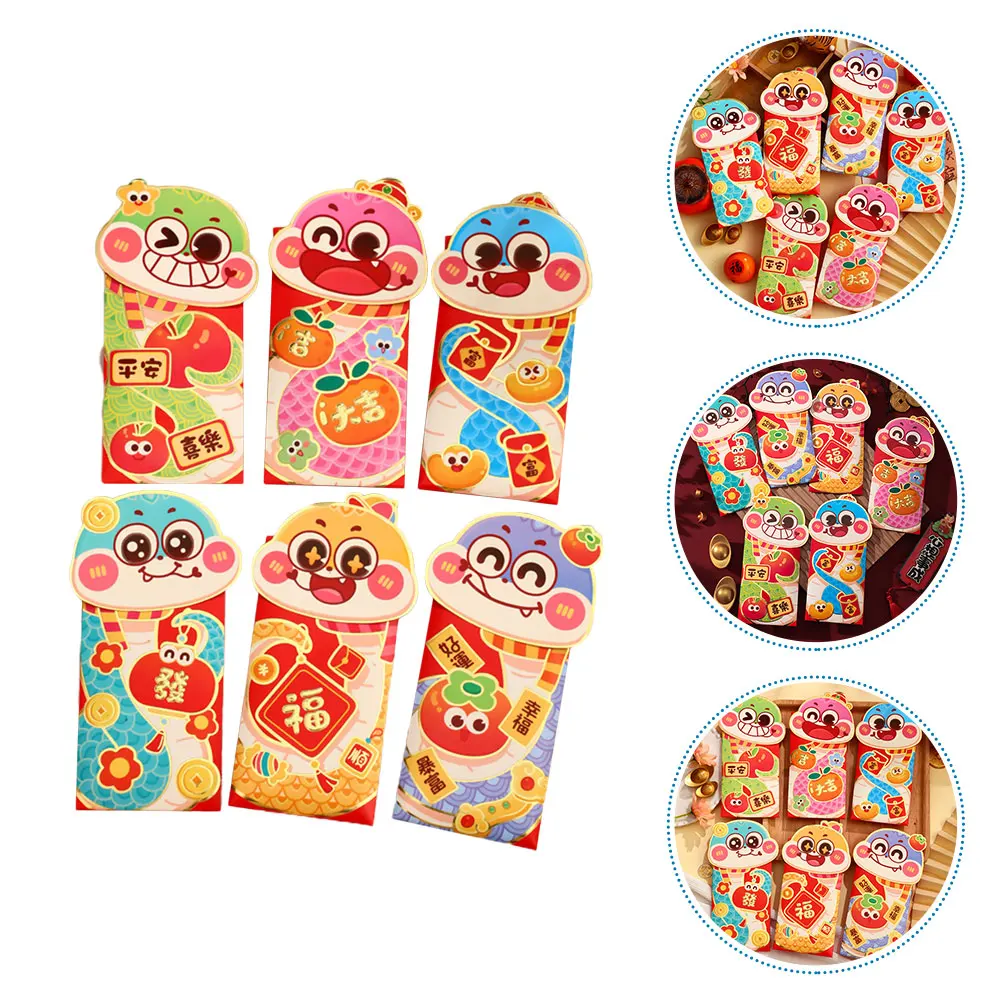 

24pcs Red Envelopes Lucky Chinese New Year Gifts Thick Paper Snake Design Ideal Present Wedding Fans Lunar Red Packets