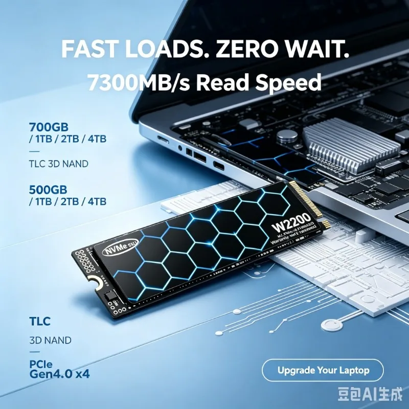 W2200 M.2 NVMe SSD 7300MB/s TLC 3D NAND 2280 Internal Solid State Drive 500GB‑4TB For PS5 Gaming Desktop Laptop PC Storage