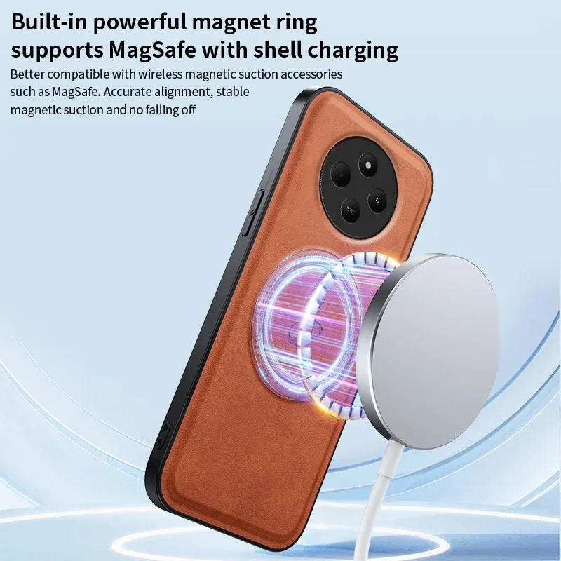 Для Redmi A4 5G Poco C75 C65 Магнитный защитный кожаный чехол для телефона с беспроводной зарядкой, силиконовый мягкий чехол на заднюю панель
