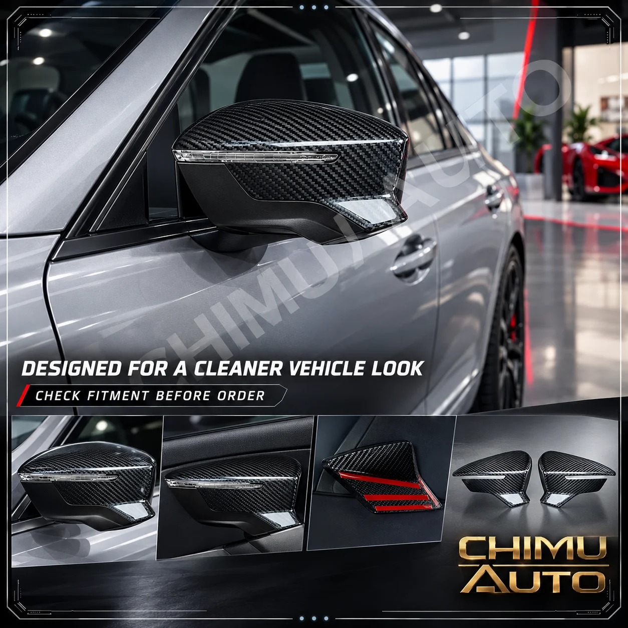 【CHIMU AUTO】for SEAT Leon 2013-2019 Carbon Fiber Style Side Mirror Cover Pair Exterior Styling Trim Accessory