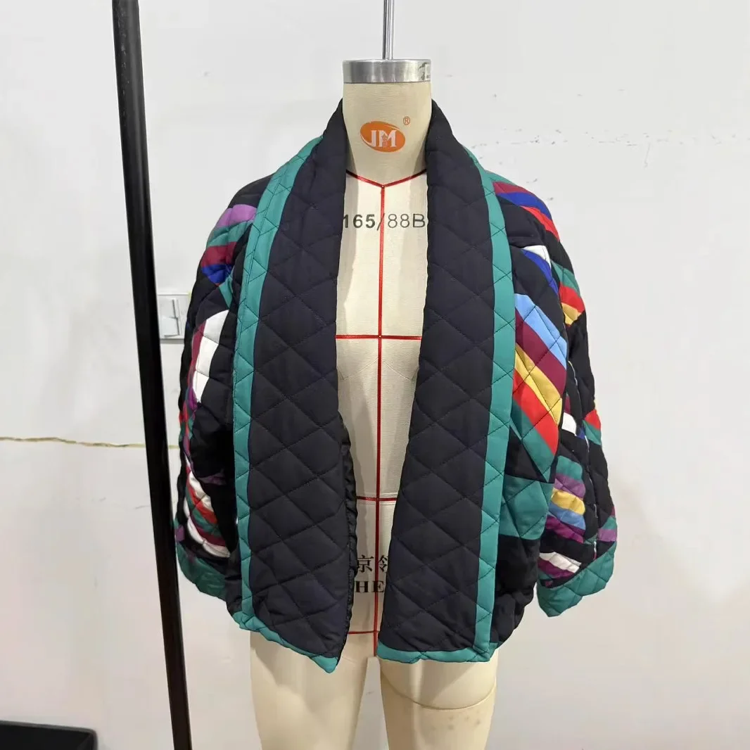 Женская парка с принтом, кардиган, парки с длинным рукавом, свободная верхняя одежда с отложным воротником, винтажная повседневная осенняя одежда 2025 года с карманами