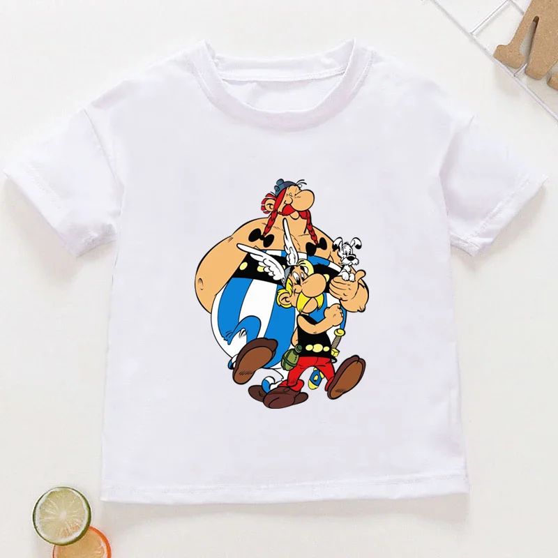 The Adventures of Asterix And Obelix Print Funny Kids T shirt Girls New Summer Tops Baby Boys Clothes Cartoon Children T-shirt