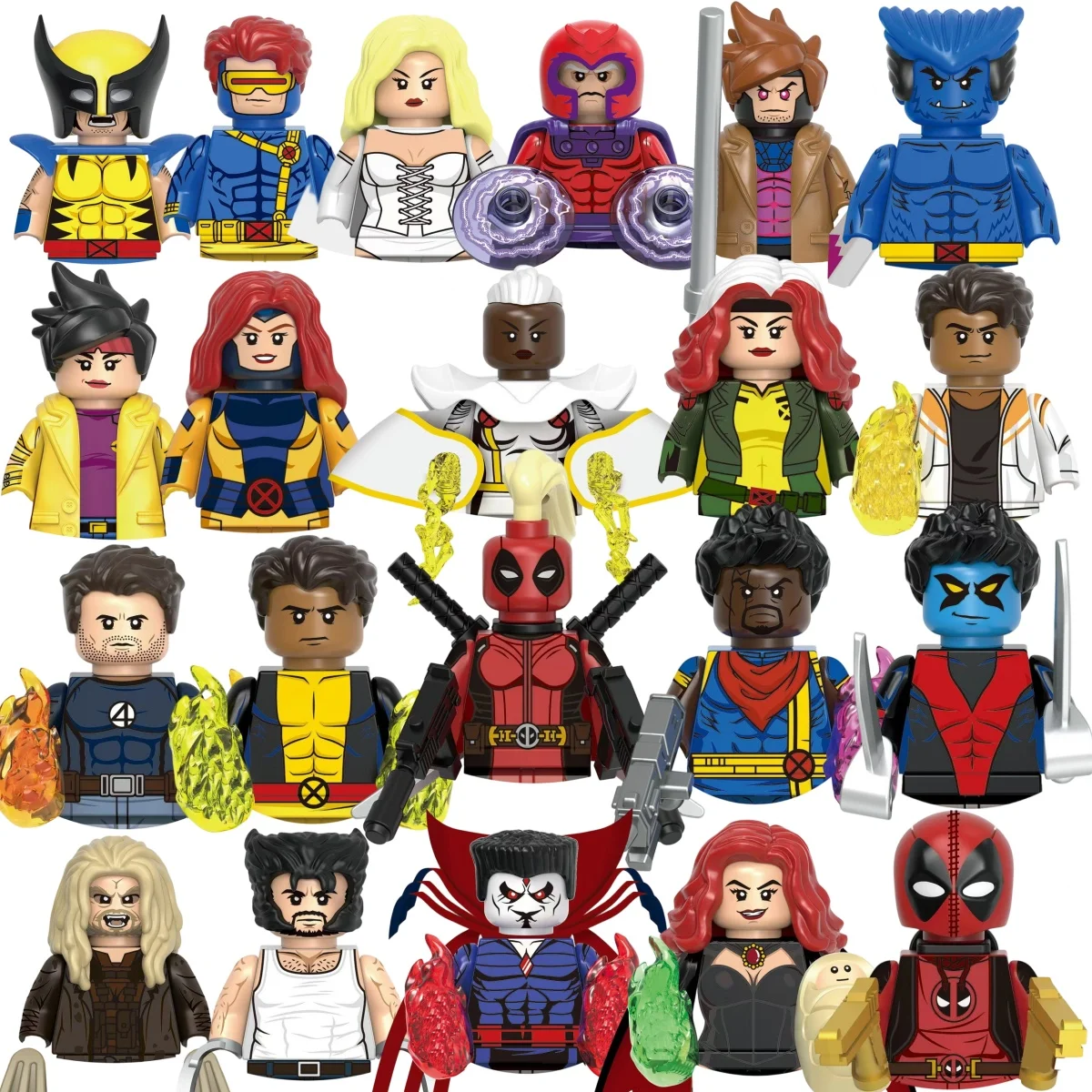 مكعبات بناء تجميع البطل الخارق من Marvel للأطفال، لعبة ألغاز صغيرة من الطوب، مجموعة Deadpool Magneto Jean Gray Collection Gift