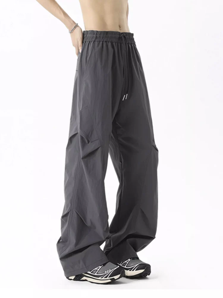 

Американские плиссированные повседневные брюки, мужские летние брюки с высокой талией для велоспорта, альпинизма, спортивные свободные прямые брюки