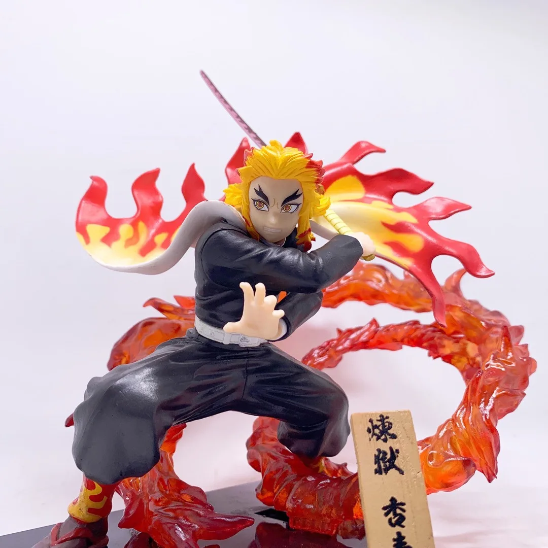 Demon Slayer Action Figure Gk Purgatory Apricot Shulang Triangle Base Flame Scene Animation Hand Decoration Collection Toy Gift