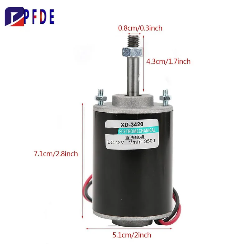 DC 12V24V 30W 3500RPM-7000RPM Electric Permanent Magnet Motor High Speed CW/CCW Electric Motor for DIY Generator XD-3420