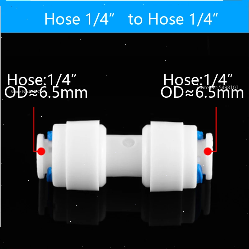 RO Water System Equal Straight 1/4" 3/8" Hose Connection Coupling Reducing Plastic Quick Pipe Fitting Reverse Osmosis Connector