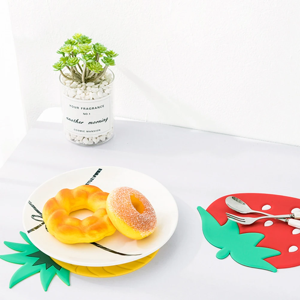 

2 Pcs Silicone Heat Insulation Pad along with Pot Placemat Table Nordic Cartoon Insulated