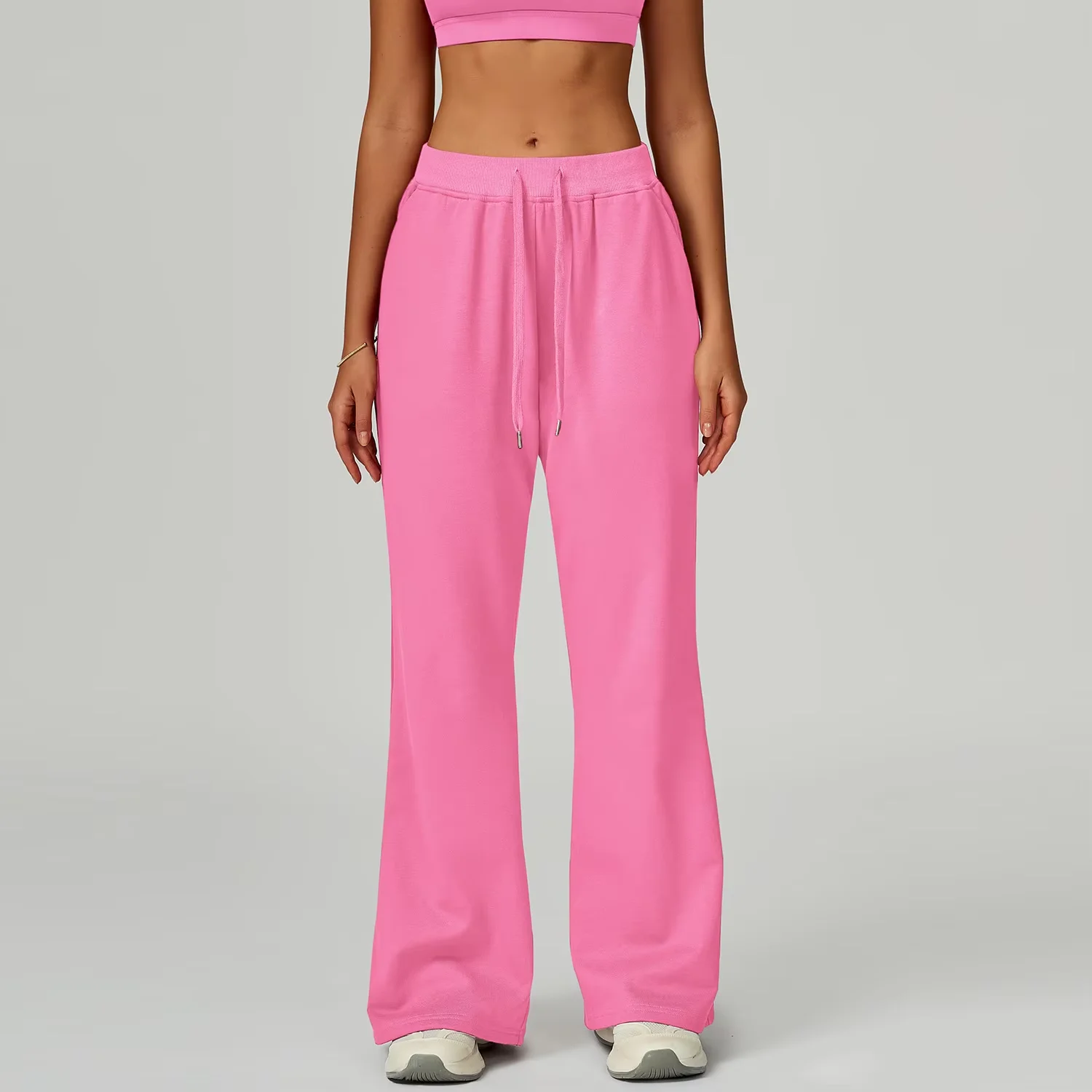 Women's Solid Pattern High Waisted Sweatpants Loose Fit Casual Joggers with Elastic Waist Closure Drawstring & Pockets