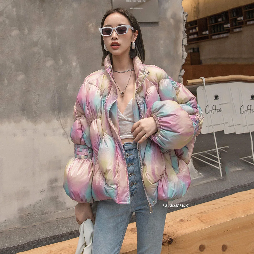 quality High 2023 New 90% White Duck Down Coat Stand collar Short Feather Jacket Pink Lady Winter Warm Puffer Thick Outerwear