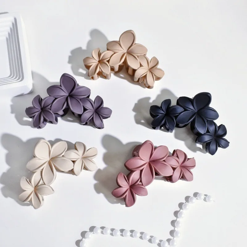 Flower Hair Clips Female Vintage Temperament Versatile Plate Hair Clips Headdress Shark Clip Grabs Clip Hair Accessories Frosted